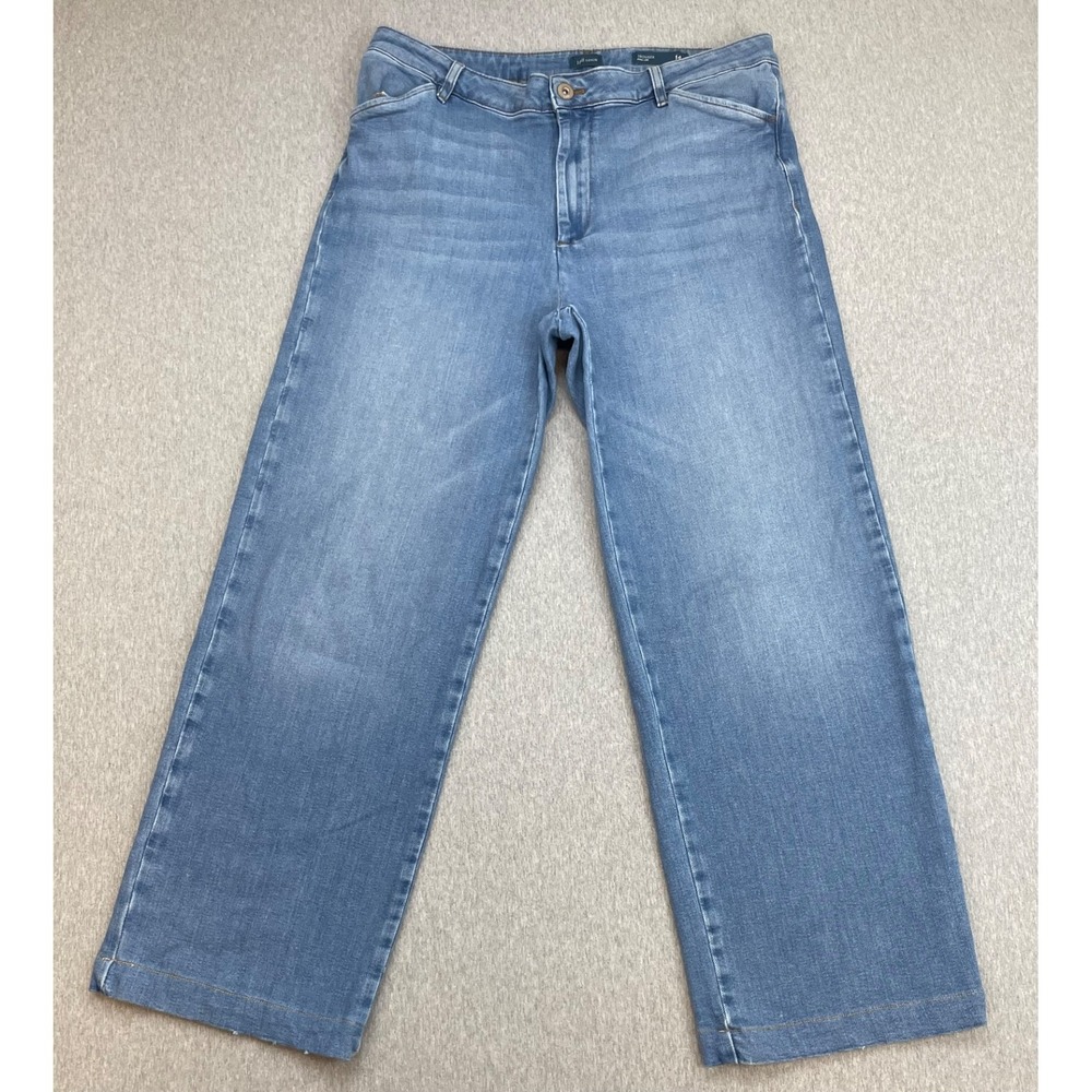 J Jill Denim‎ Jeans Womens 14R Blue Cotton Blend Stretch Wide Leg Mid-Rise